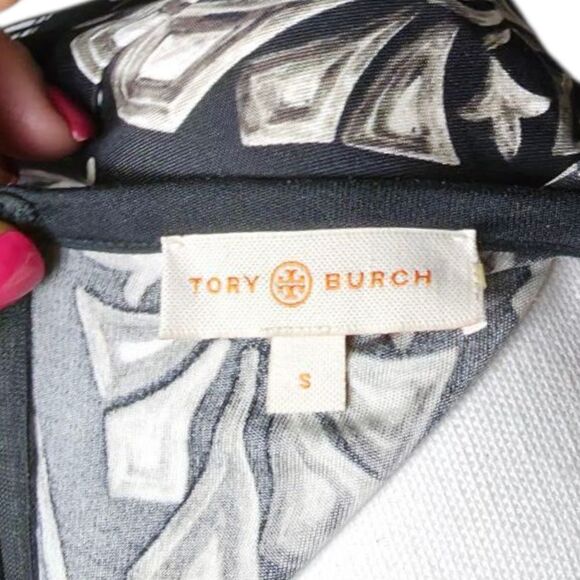 Tory Burch 100% Silk Rossella Black and White Baroque Print Dress size small - Picture 9 of 16
